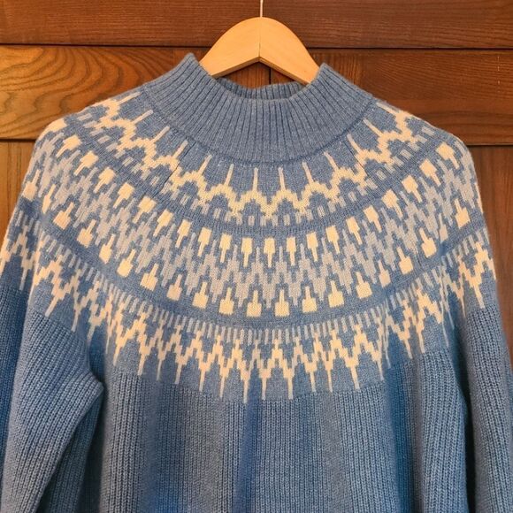 J. Crew Fair Isle Mockneck Pullover Sweater in Heather Twilight Periwinkle L/XL - Picture 6 of 12